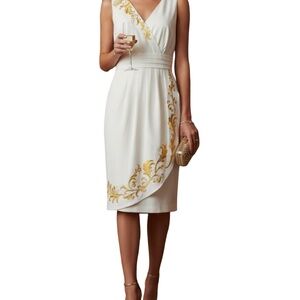 # A218  Monroe & Main  Grecian-Inspired  White Embroidered  Dress NWOT  10